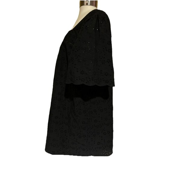 New Talbots Shirt Women 3X Black Eyelet Babydoll Boho Ruffle Scallop Travel - Picture 7 of 10